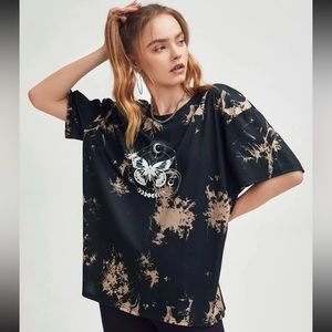 Reverse Tie Dye Moon & Butterfly Tee